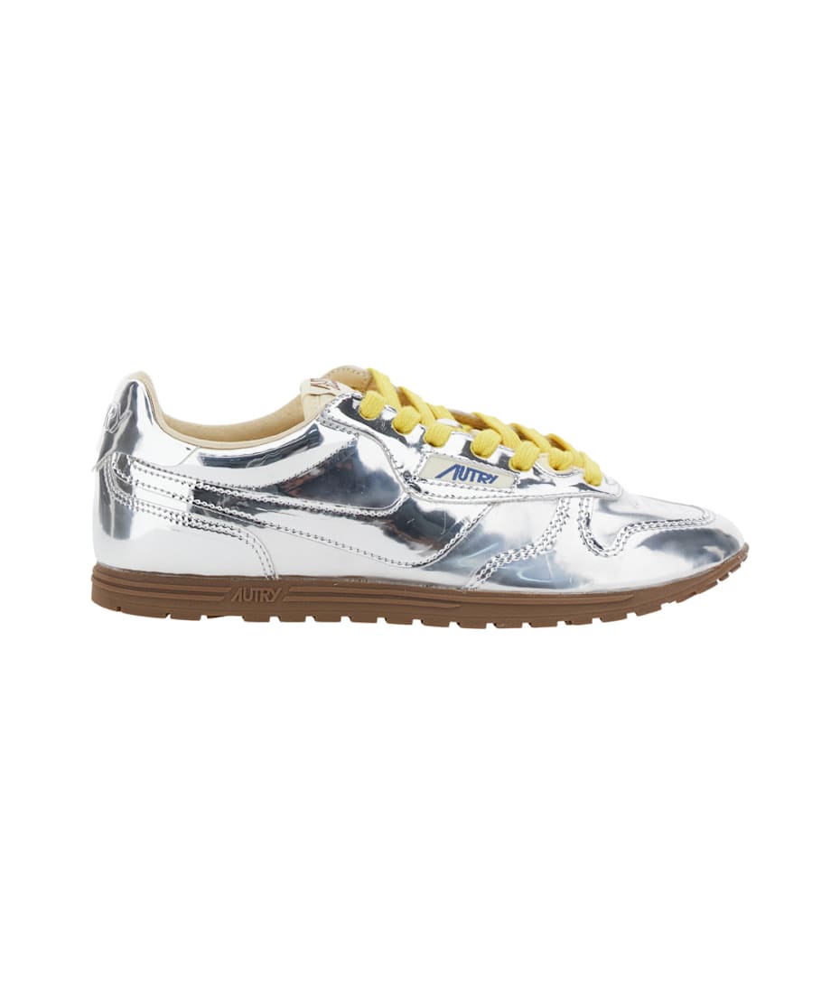 Autry 'windspin Low' Silver Colored Sneaker With Logo On The