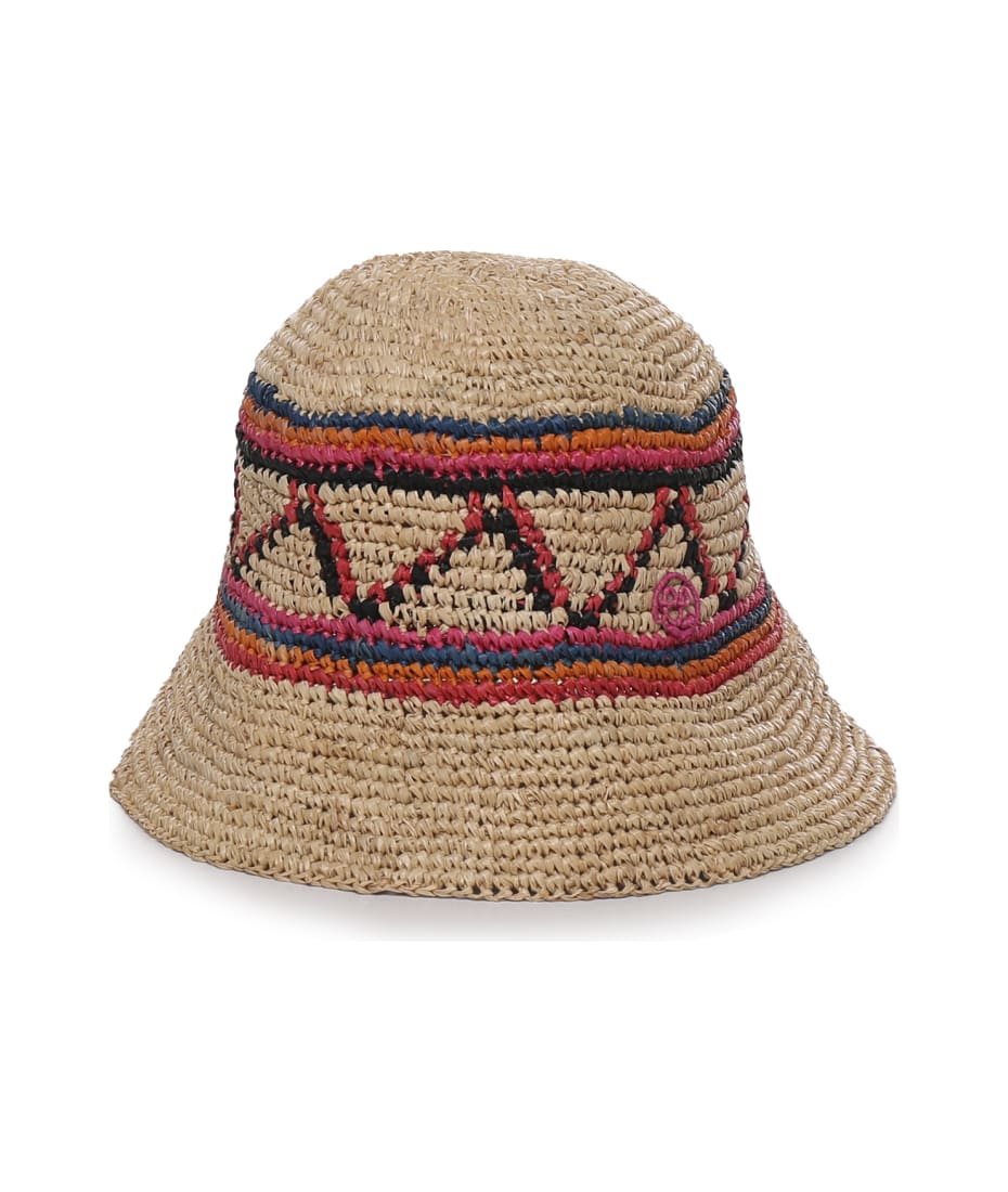 Ruslan Baginskiy logo-print Straw Bucket Hat - Brown