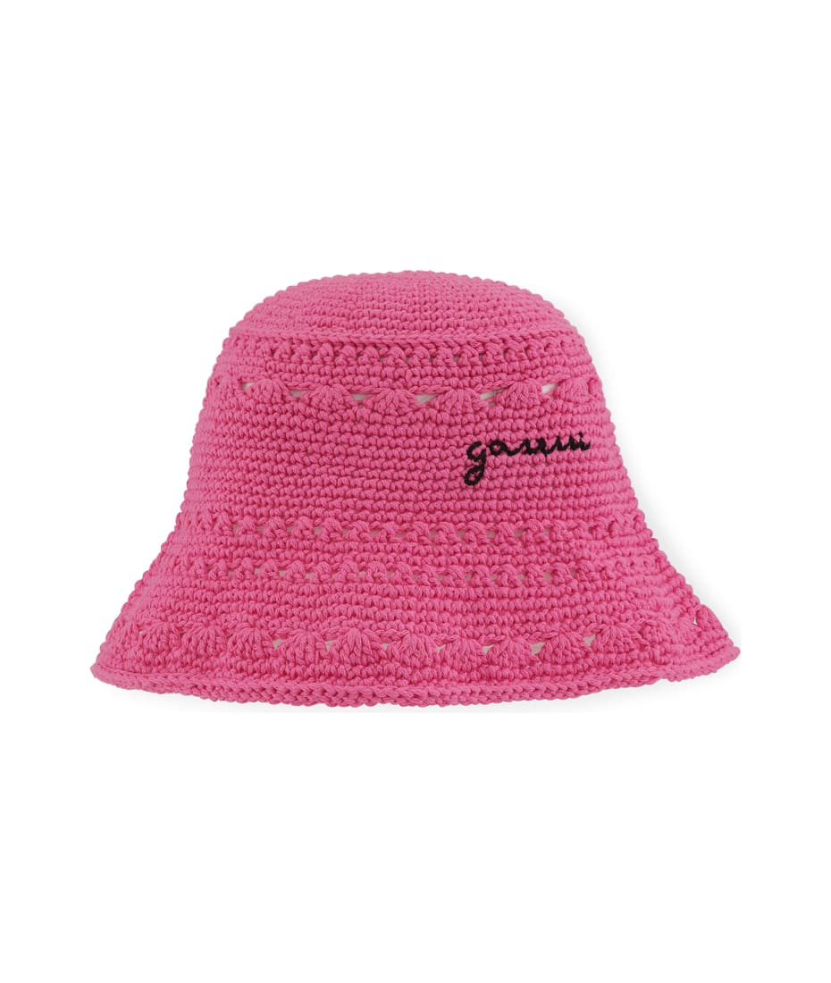 Ganni Cotton Crochet Bucket Hat Solid | italist