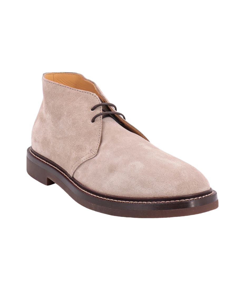 Suede Derby Shoes in Beige - Brunello Cucinelli