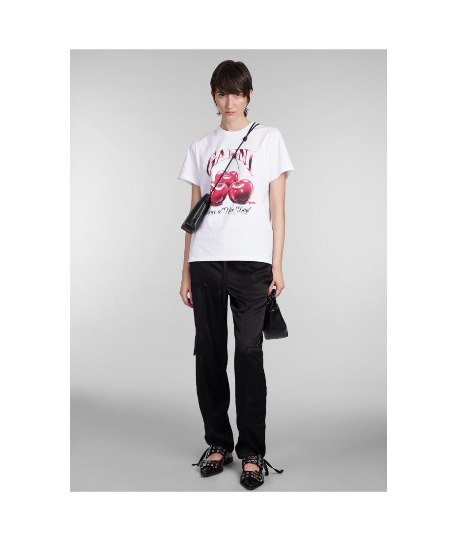 【関税・送料込み】GANNI T-SHIRTS WHITE COTTON T-SHIRT Ganni White Cotton T-Shirt - White - Women | T3917151