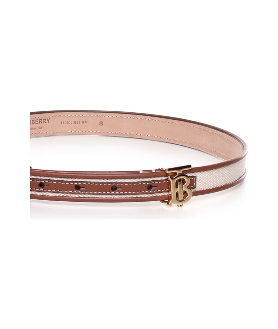 BURBERRY｜ (Canvas and Leather TB Belt (8044267)) Burberry Tb Belt In Canvas And Leather | italist