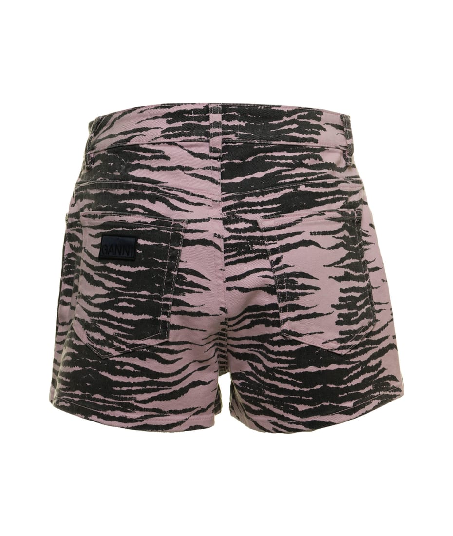 Ganni Woman's Organic Denim Zebra Printed Shorts | italist, ALWAYS