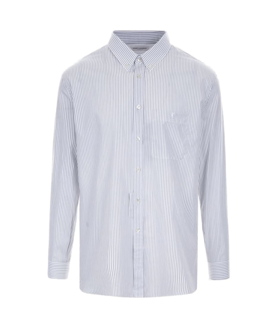 Saint Laurent Monogram Shirt in Striped Cotton