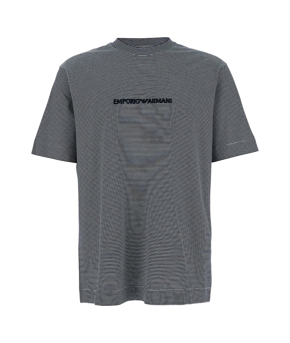 トップス EMPOLIO ARMANI embroidery design shirt Jersey-Lyocell blend T-shirt with ASV logo embroidery
