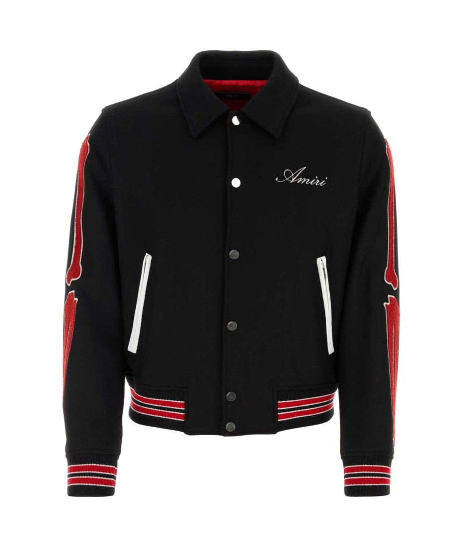 MA-1 Amiri Black Wool Blend Bomber Jacket AMIRI Black Wool Blend Bomber Jacket | italist