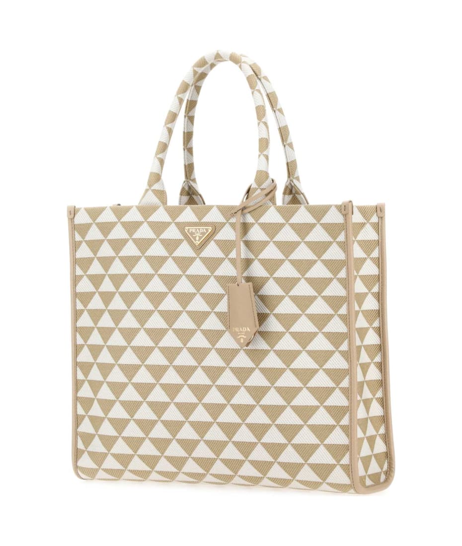 ハンドバッグ PRADA | Large Prada Symbole embroidered fabric handbag Black/Beige Small Prada Symbole embroidered fabric handbag