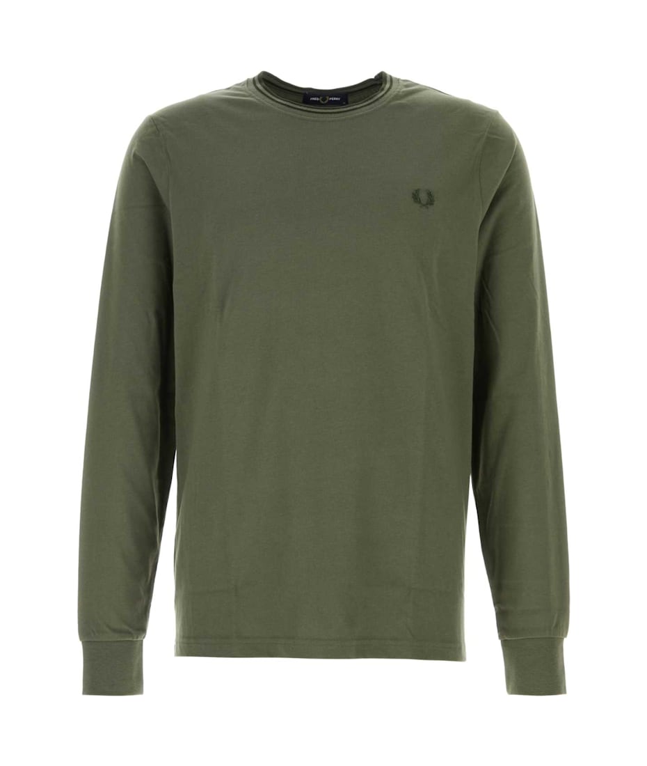 Tシャツ・カットソー FRED PERRY FW24 Army green cotton t-shirt (M9602 W49) Fred Perry Army Green Cotton T-shirt | italist