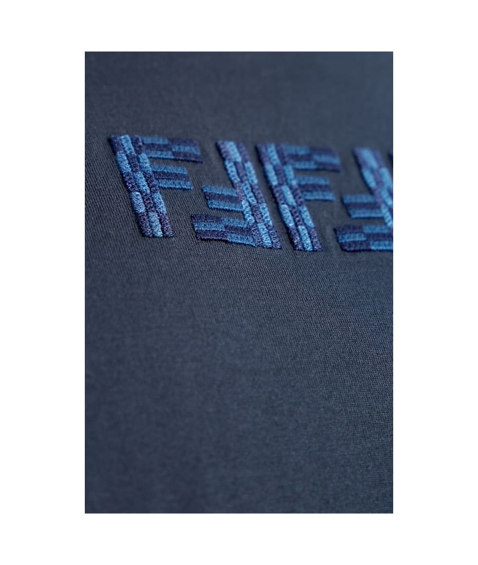 FENDI Tシャツ FENDI Embroidered Super Bugs Black Cotton Logo T-Shirt Men's