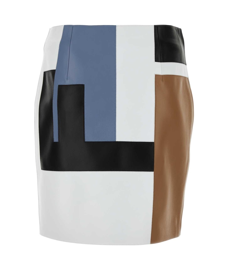 Fendi Multicolor Leather Mini Skirt | italist