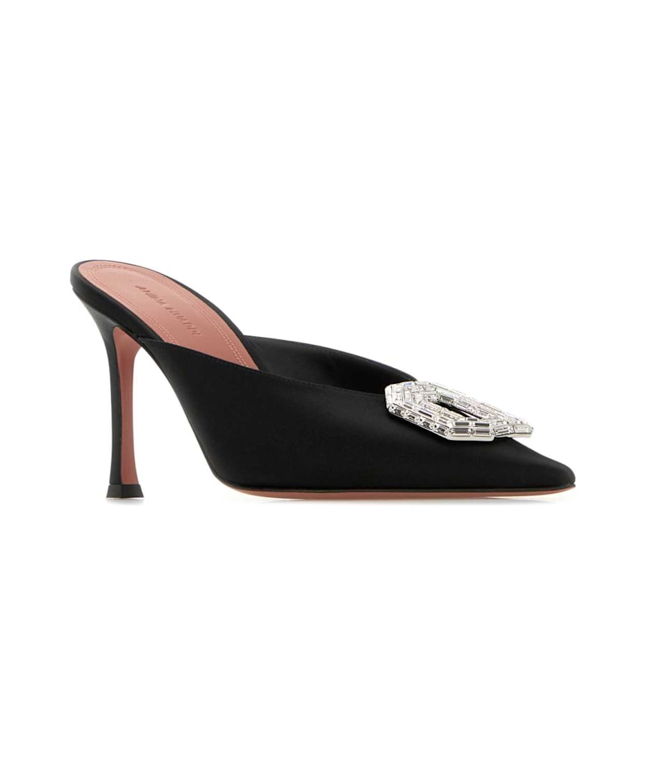 サンダル・ミュール AMINA MUADDI Black satin Camelia mules Amina Muaddi Black Satin Camelia Mules | italist