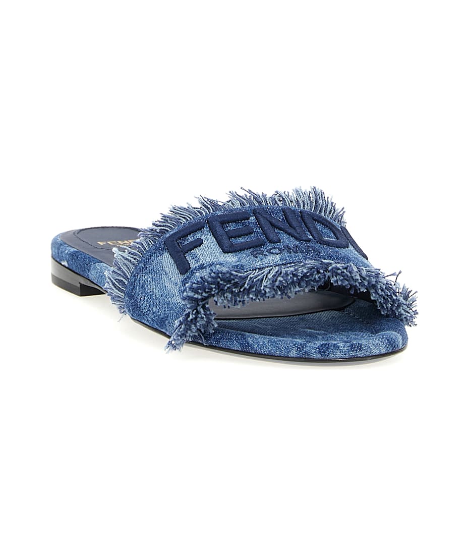 FENDI SUNSHINE サンダル Fendi Sunshine 65MM FF Leather Platform Slide Sandals | Saks