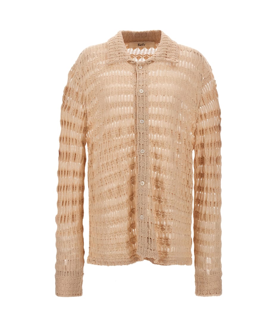Séfr Khaki Yasu Shirt In Forest Knit | ModeSens