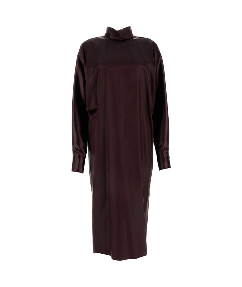ワンピース FERRAGAMO FW24 Burgundy satin dress (13G199777578 OXBLOOD) Ferragamo Burgundy Satin Dress – LOZURI®