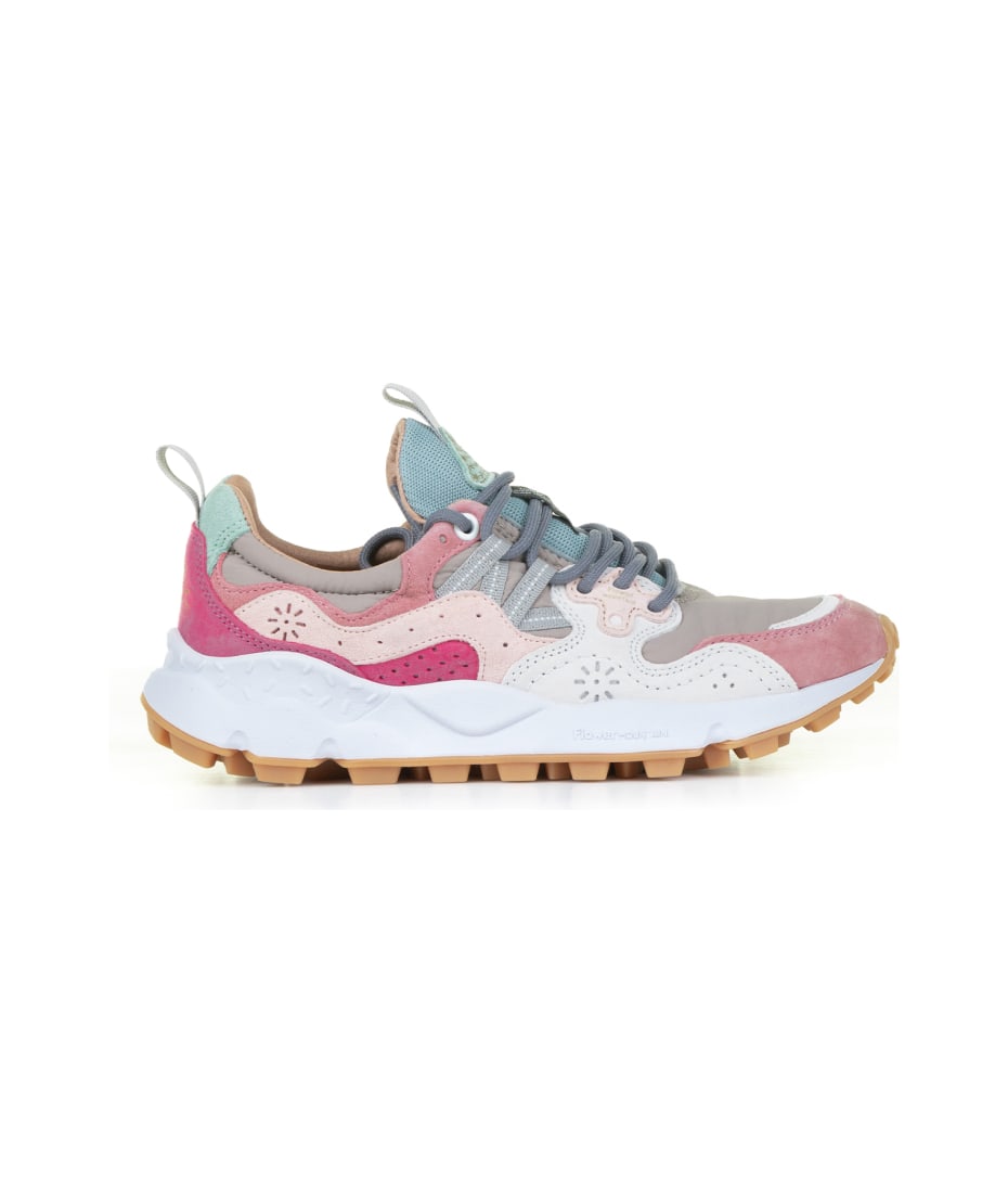 Flower Mountain Yamano Pink Suede And Nylon Sneakers - CIPRIA MULTI
