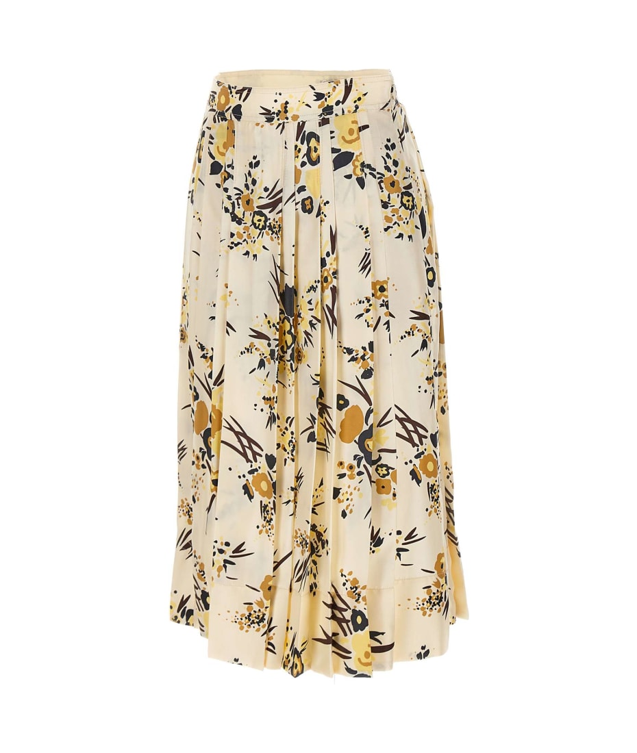 Tory Burch Pleated Silk Skirt With Print | italist