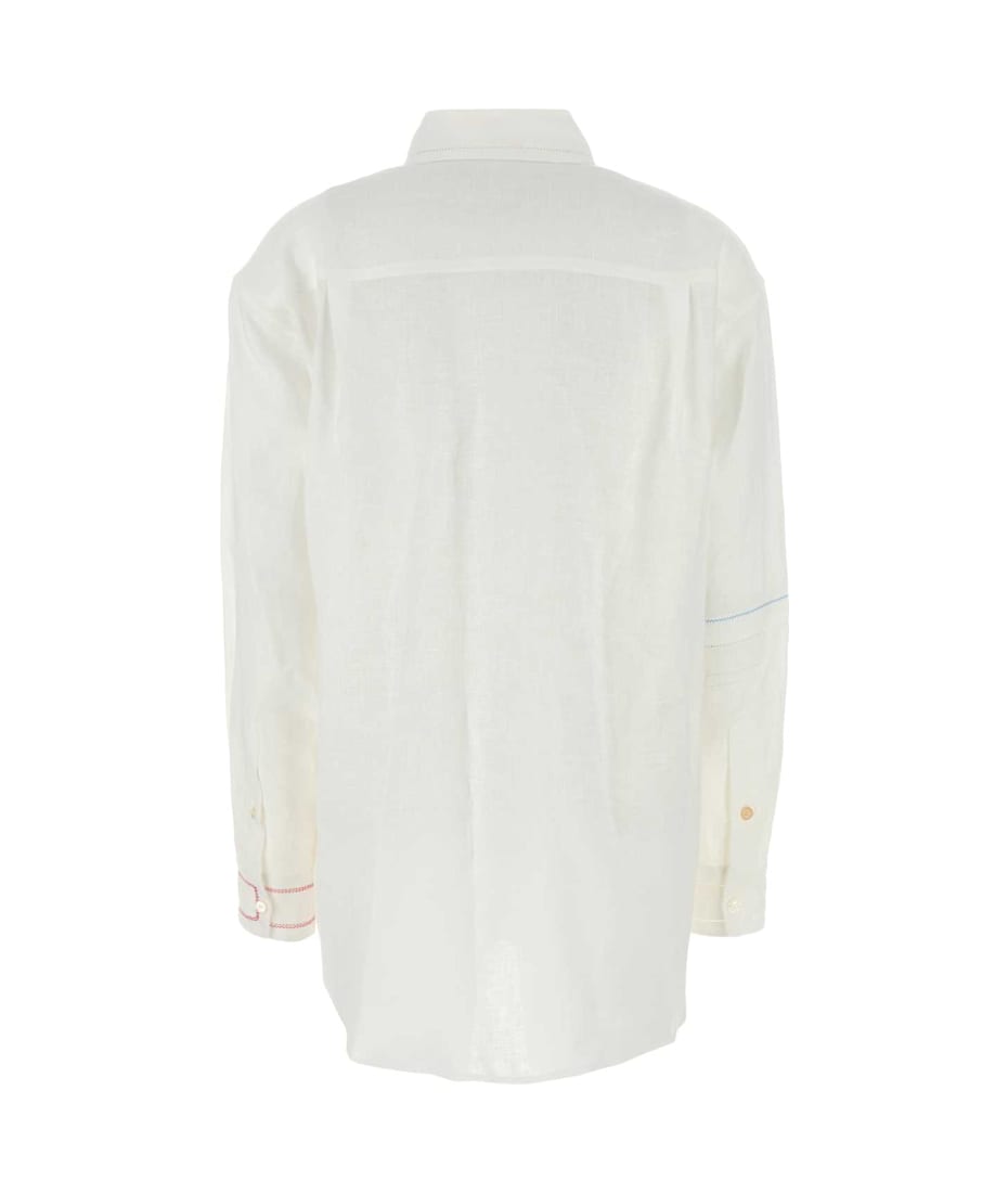 Tシャツ・カットソー MARNI FW24 White linen shirt (CAMA0603S1USR005 00W01) MARNI White cotton T-shirt with mohair patches Mens Apparel