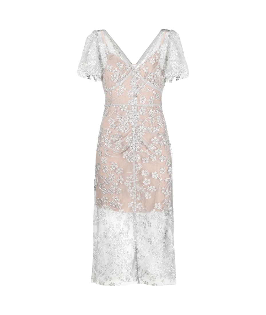 self-portrait Embroidered Blossom Fitted Midi Dress | italist