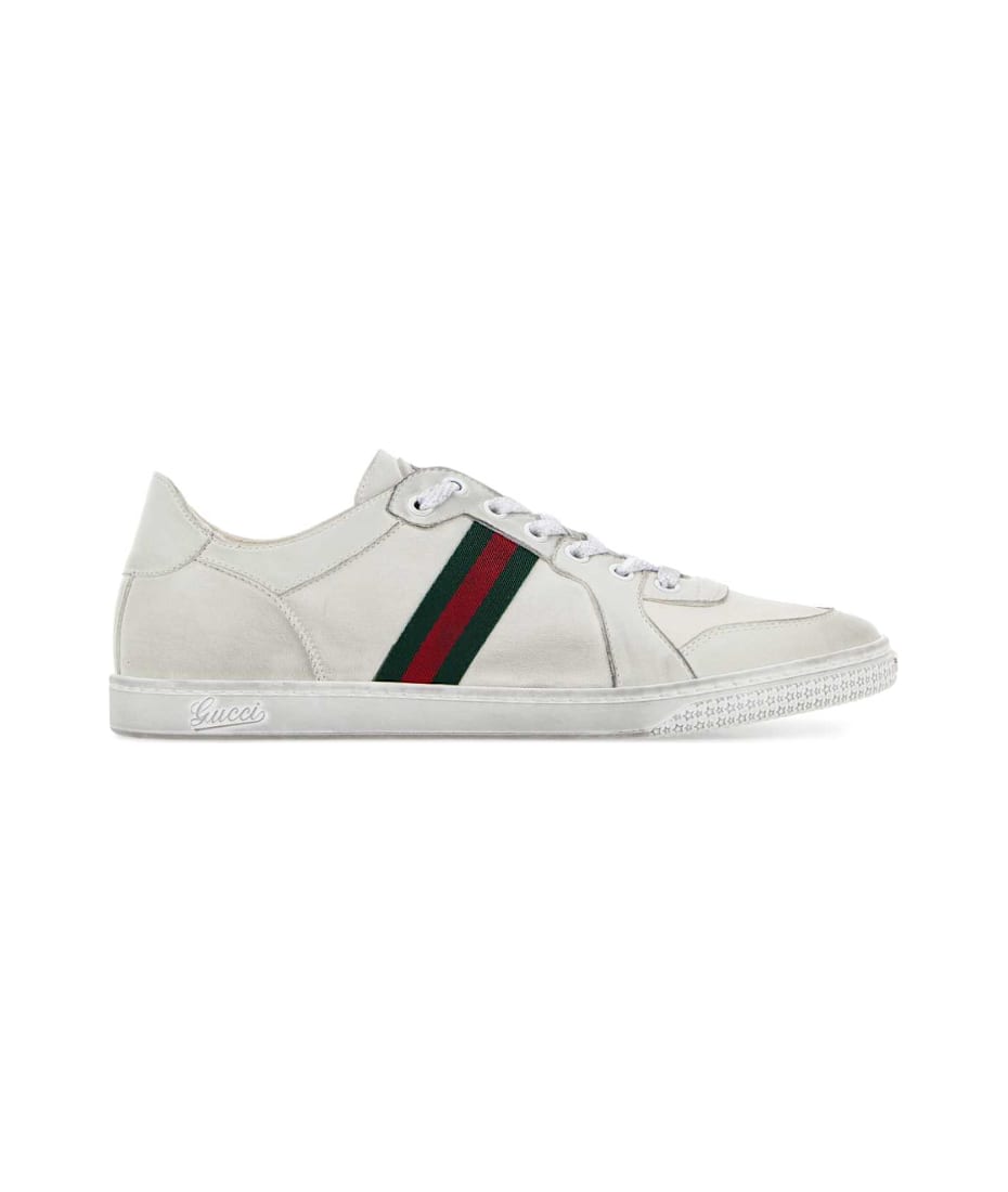 Gucci White Leather Stretch Sneakers | italist