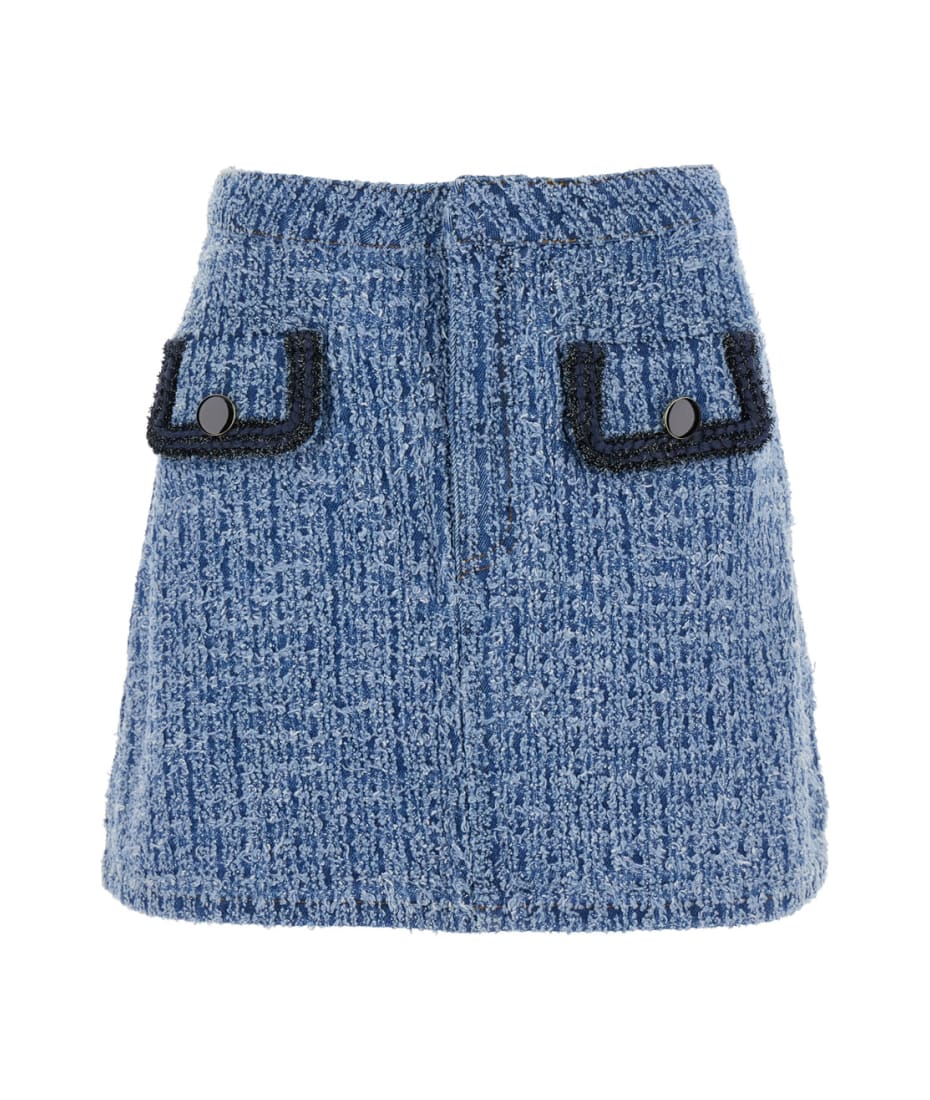 Self-Portrait｜SKIRTS (TEXTURED DENIM MINI SKIRT (PF2482 Textured Denim Mini Skirt – self-portrait-US