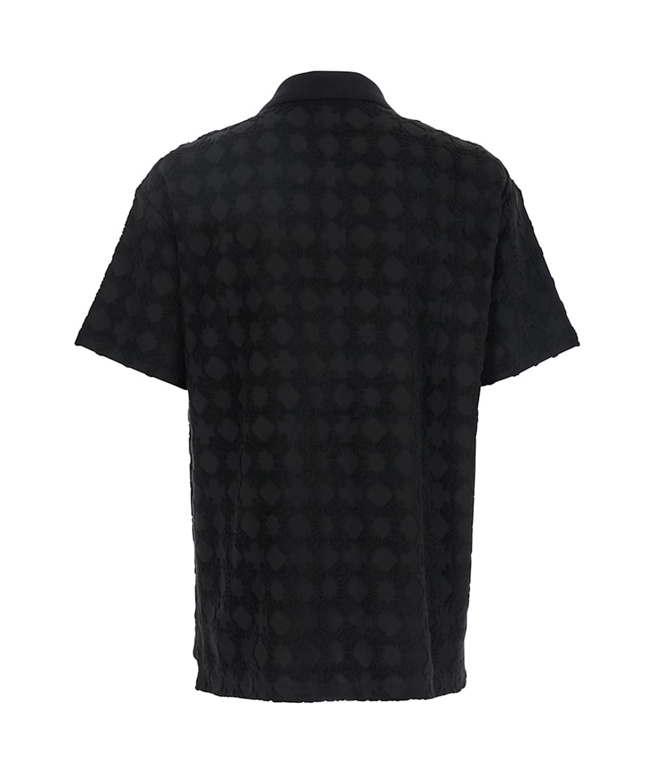 AMIRI 'ma Quad' Black Polo With All-over Motif And Logo