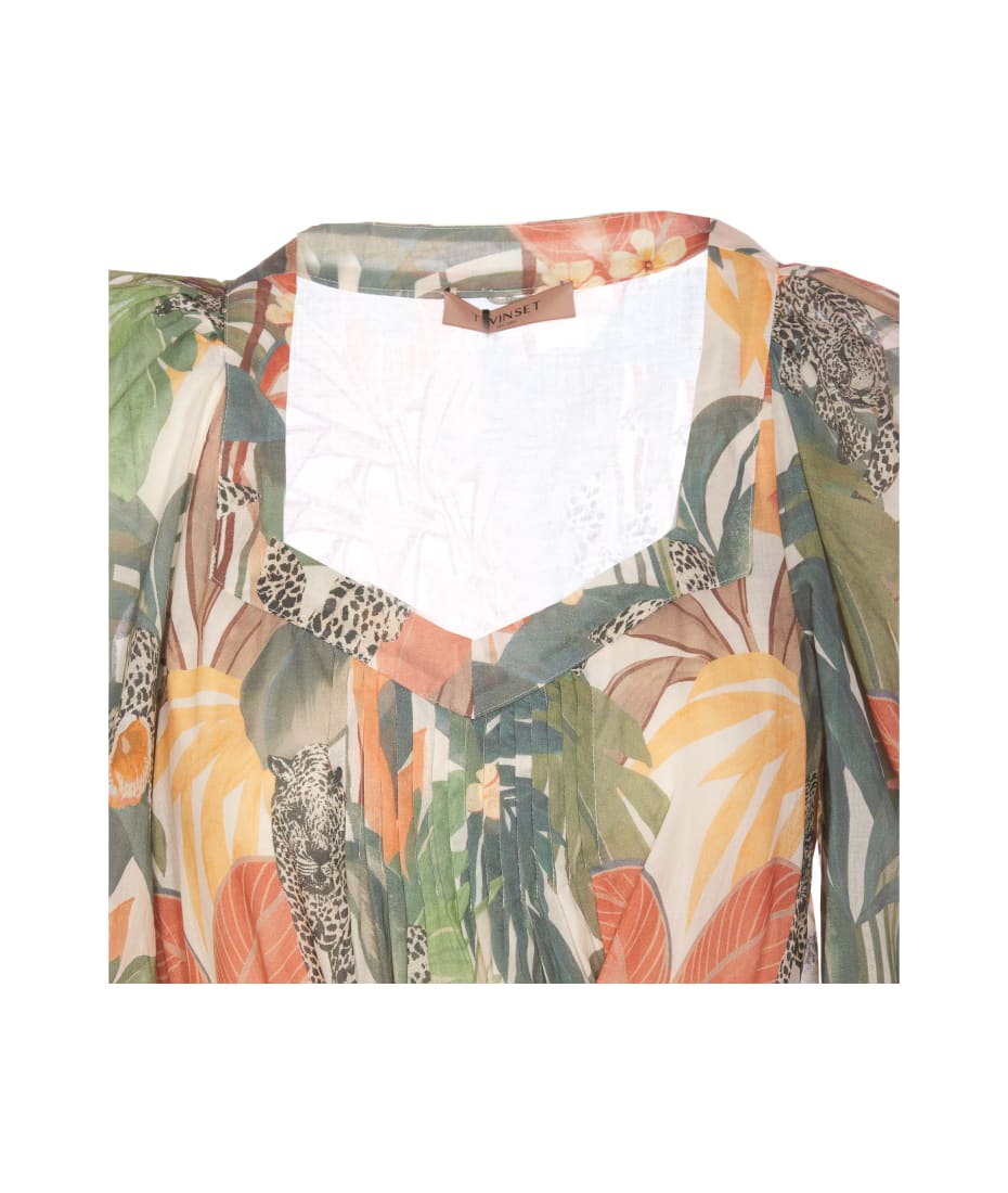 TwinSet Jungle Print Dress - Papaya