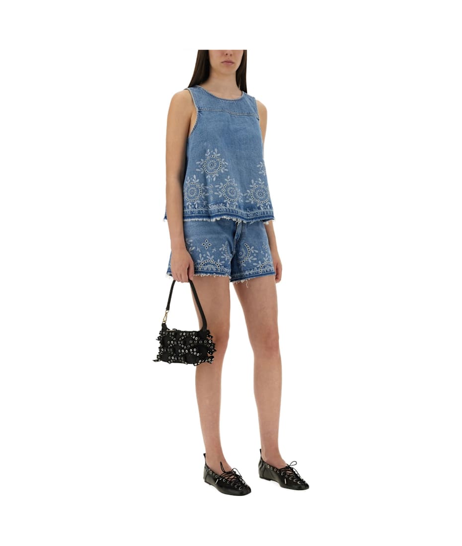 【関税&送料込】Ganni Shorts With Sangallo Embroidery Ganni Shorts With Sangallo Embroidery | italist