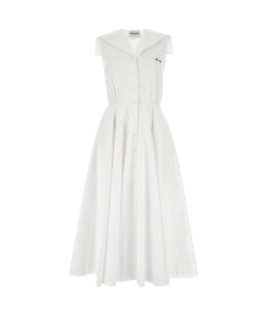【関税&送料込】Miu Miu White Poplin Shirt Dress Miu Miu White Poplin Shirt Dress | italist
