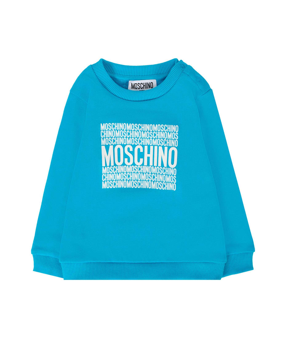 Moschino Light Blue Sweatshirt For Baby Boy With Logo italist