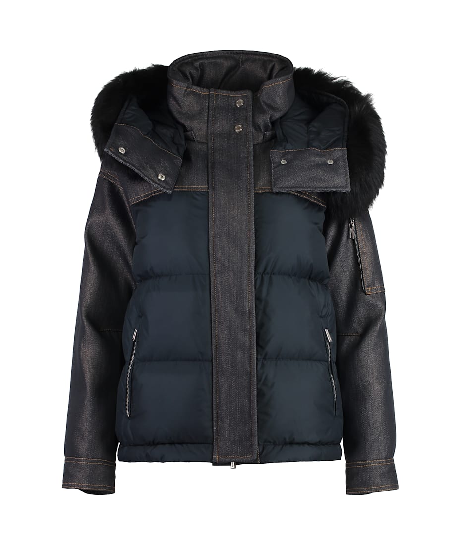 【MOORER】Down Jackets Fur Trim Hood In White white-rabbit-fur-bomber-jacket
