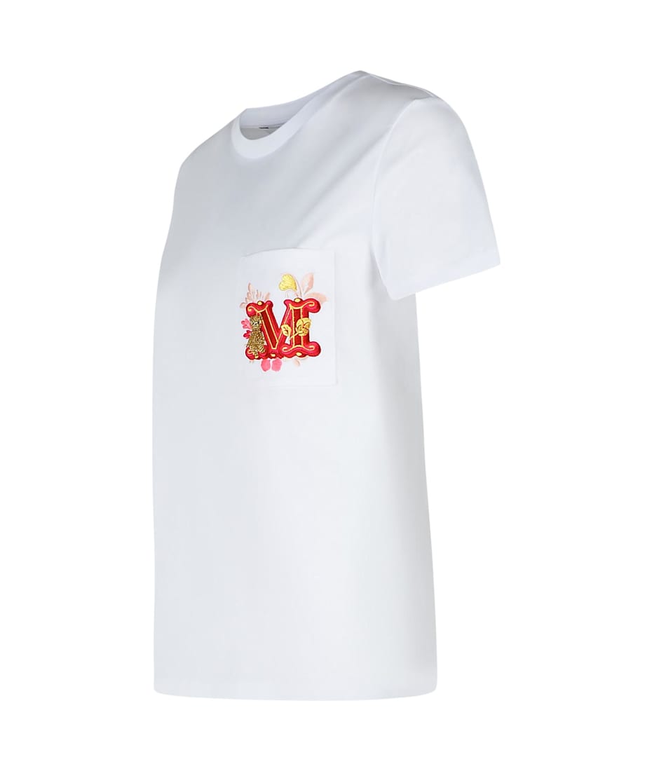 Tシャツ・カットソー MAX MARA Nunzio special edition cotton t-shirt Bianco Jersey T-shirt with embroidered pocket, white | 