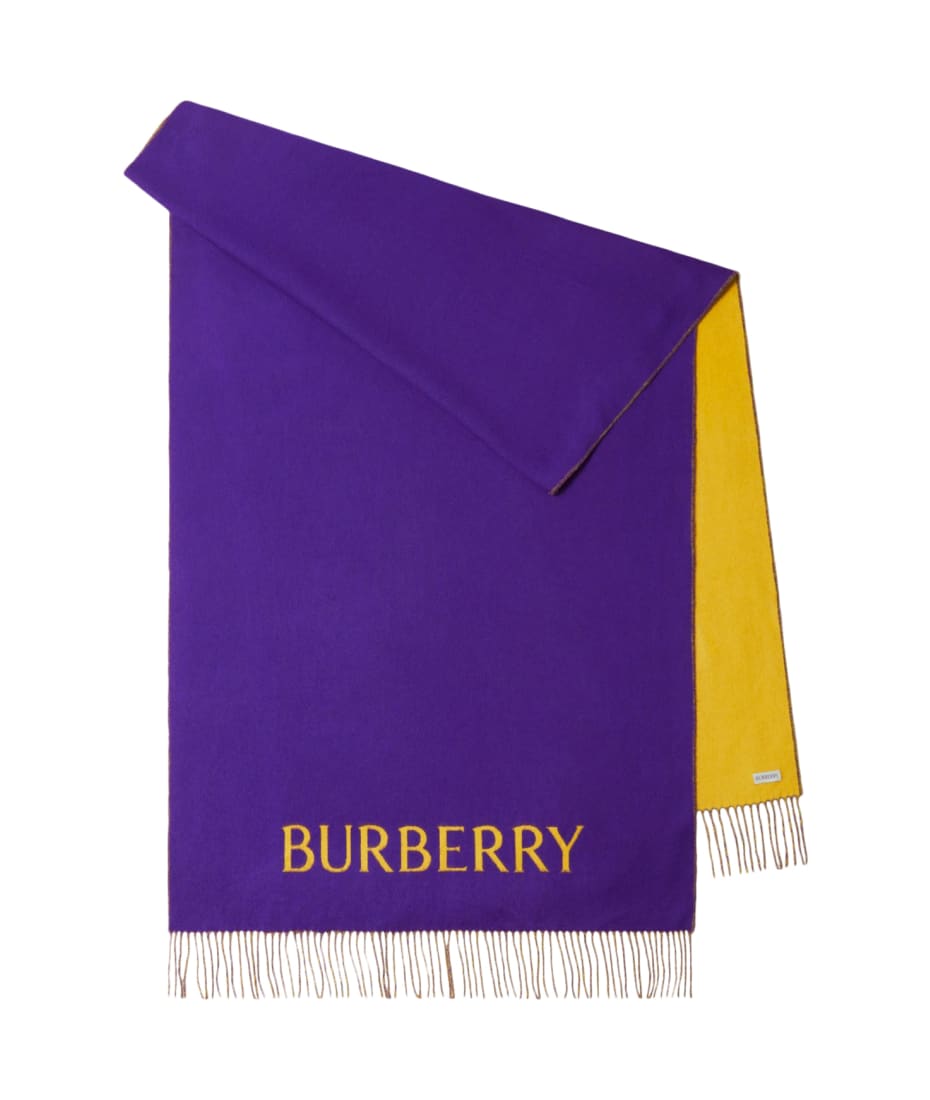Burberry Logo Embroidered Fringed-edge Scarf | italist