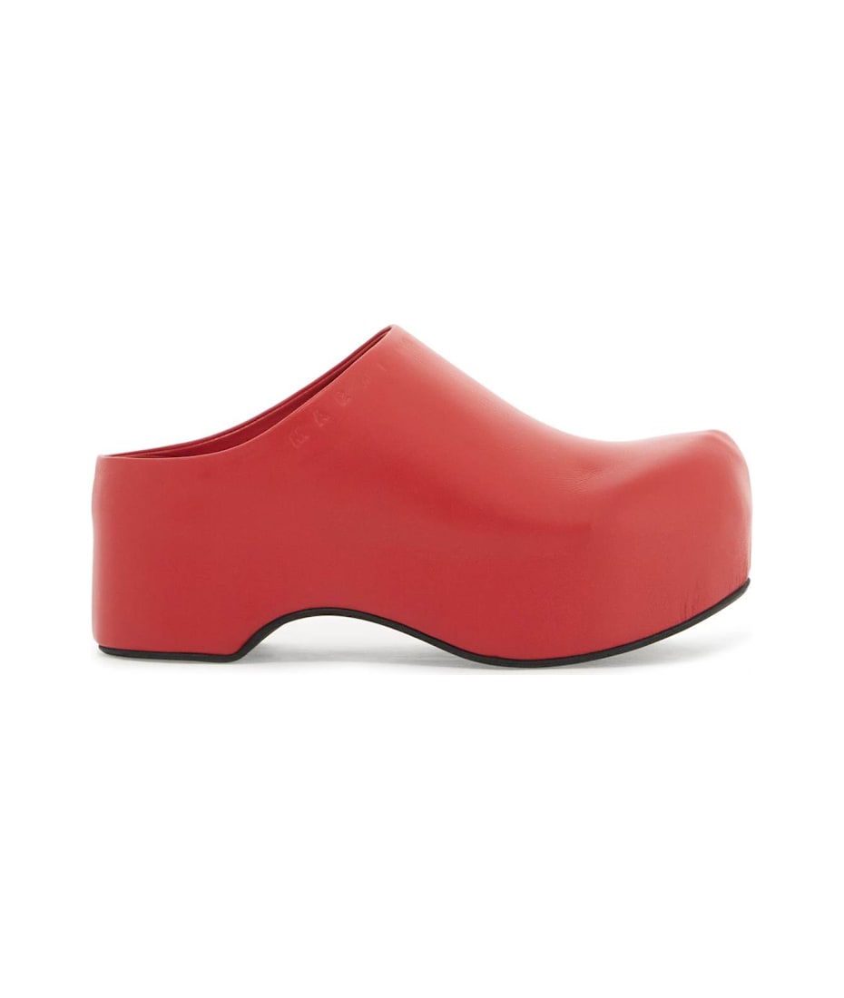 サンダル・ミュール Marni Red Leather Sabots Marni Red Leather Sabots | italist