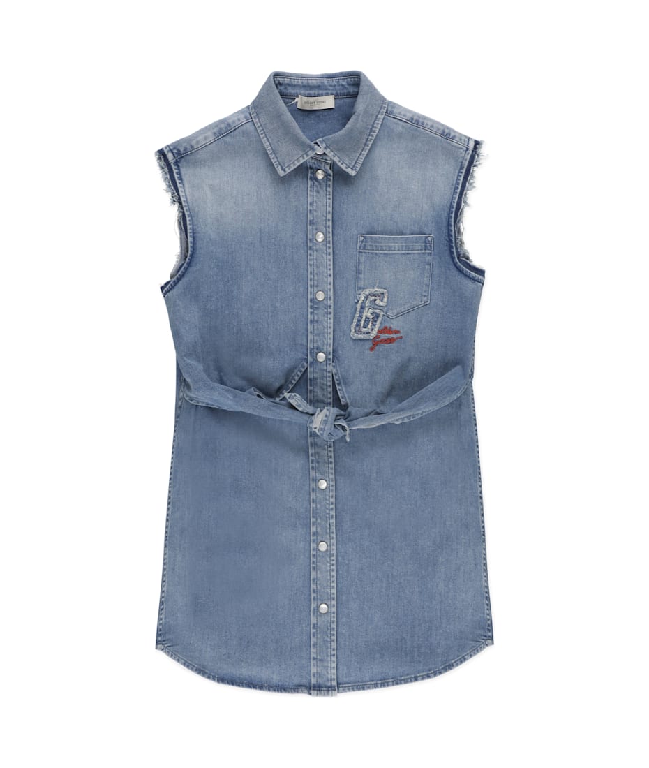 Golden Goose Denim Dress With Embroidery | italist
