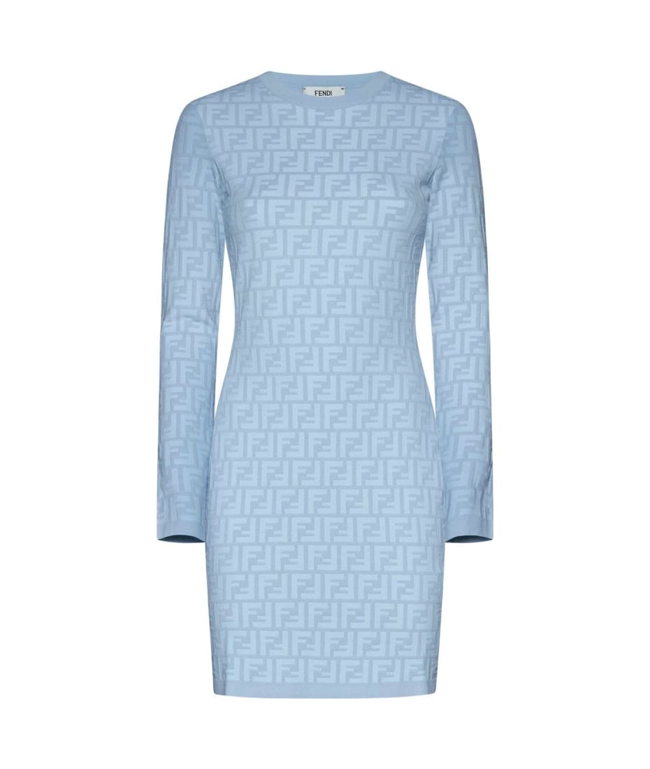 Fendi Ff Jacquard Long Sleeved Crewneck Dress italist ALWAYS LIKE A SALE