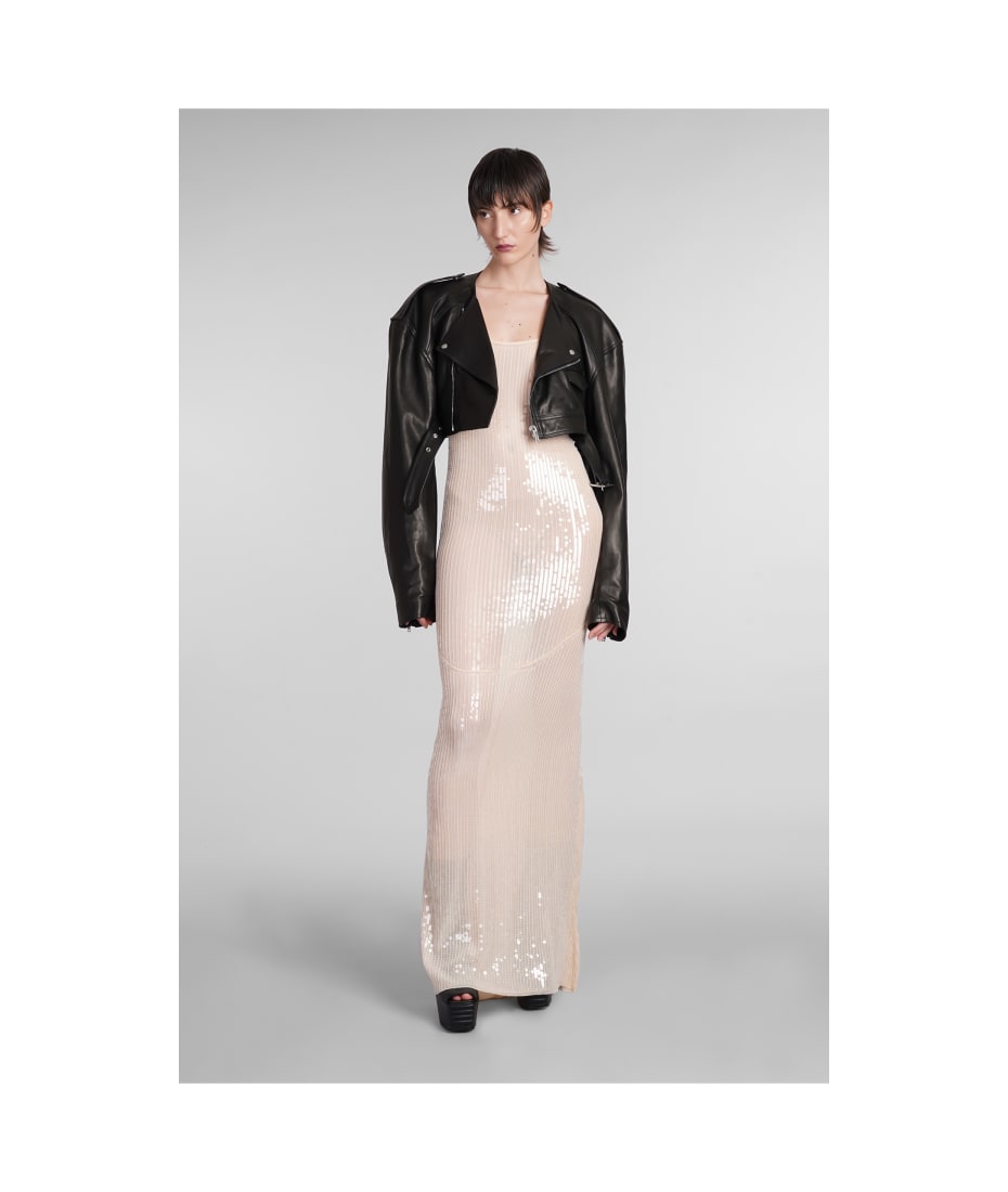Rick Owens Lilies Slip Gown Dress In Beige Polyamide