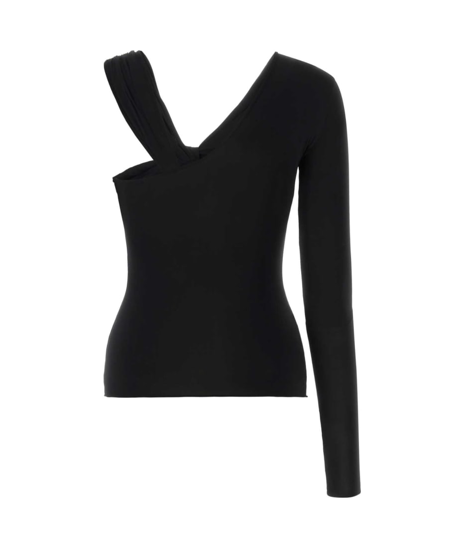 Tシャツ・カットソー Nensi Dojaka Black stretch viscose top (NDSS23TOP040 BLACK) Nensi Dojaka asymmetric-neck Top | Black | FARFETCH