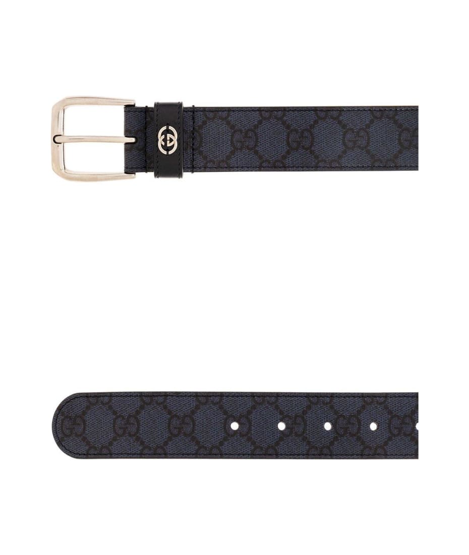 Gucci Logo Plaque Monogrammed Belt - Blue