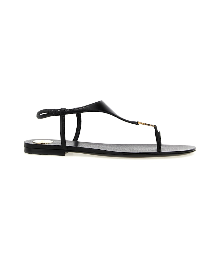 サンダル・ミュール Saint Laurent SS25 'Cassandre' sandals (818293AADF1 1000) CASSANDRA sandals in smooth leather | Saint Laurent | YSL PT