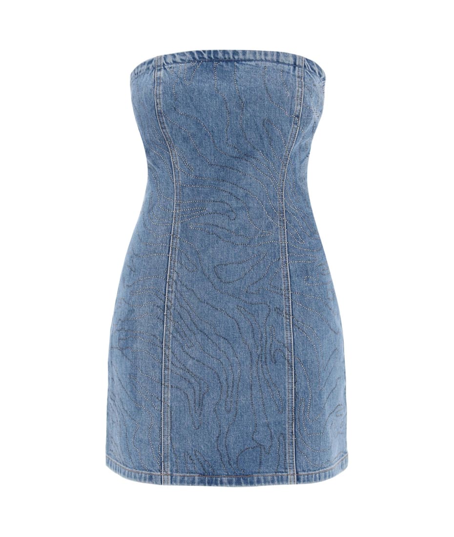 cute plus size dresses AREA Jumbo Crystal Denim Mini Dress 6