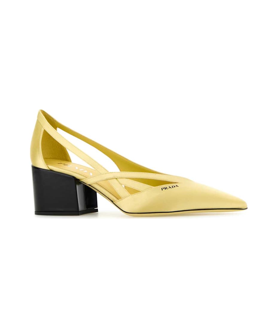 Prada Pastel Yellow Satin Pumps Women