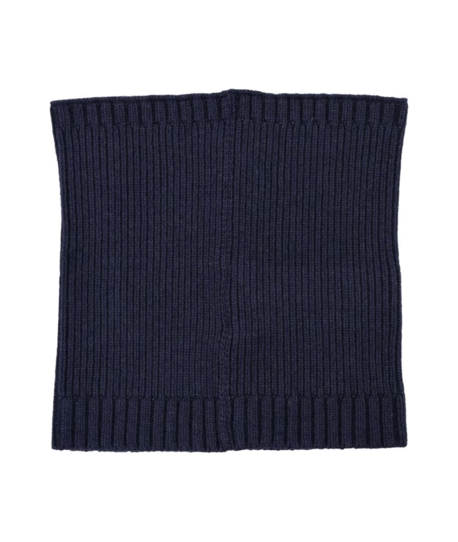 Stone Island Junior Blue Ribbed Scarf In Wool Mix Boy