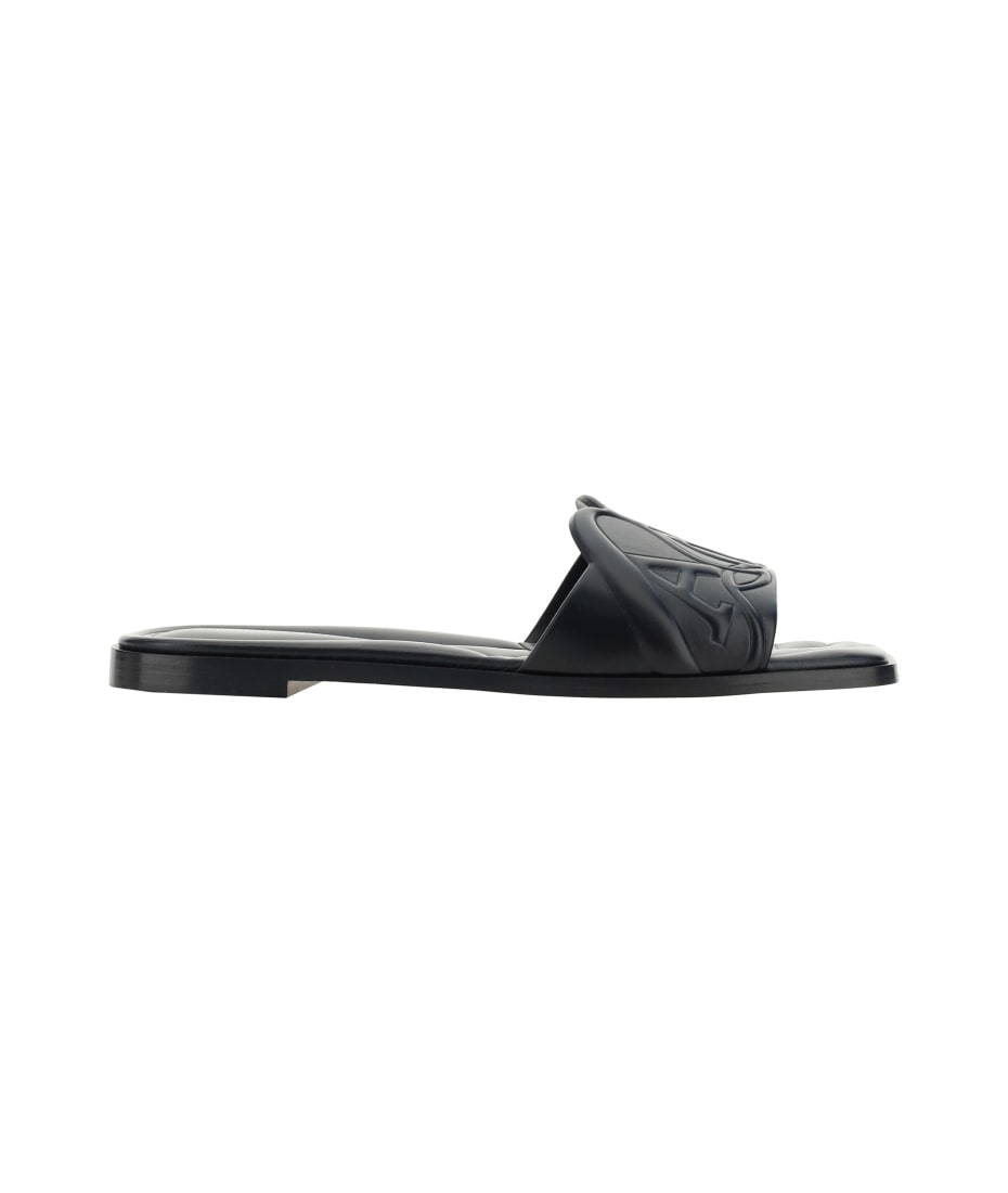 【Alexander McQueen】SEAL SANDAL 55MM◆780713WIEAE Alexander Mcqueen Seal Embossed Leather Mules, Brand Size 39