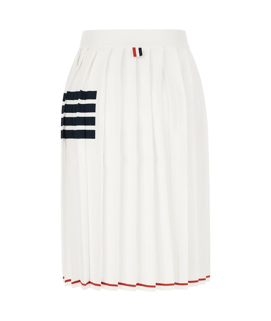 THOM BROWNE スカート ホワイト系 Made In Italy Thom Browne - White Oxford Ribbon Tweed Low-Rise Pencil Skirt