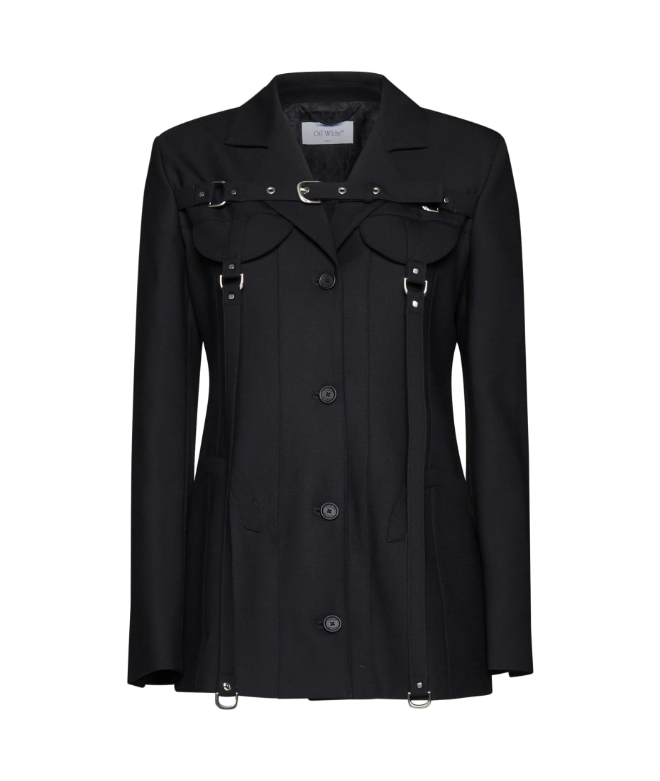 Off-White Black Virgin Wool Blend Blazer | italist