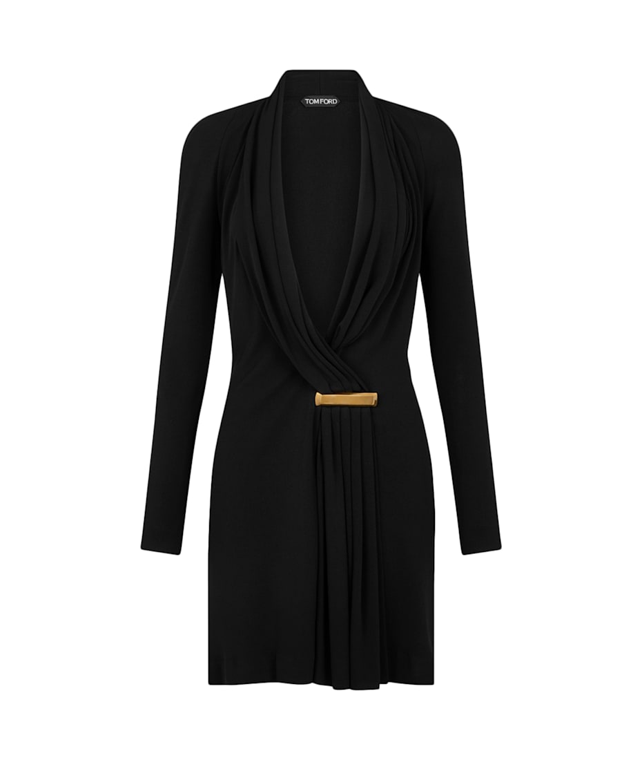Tom Ford V-neck Long Sleeve Cocktail Dress With Bar Detail