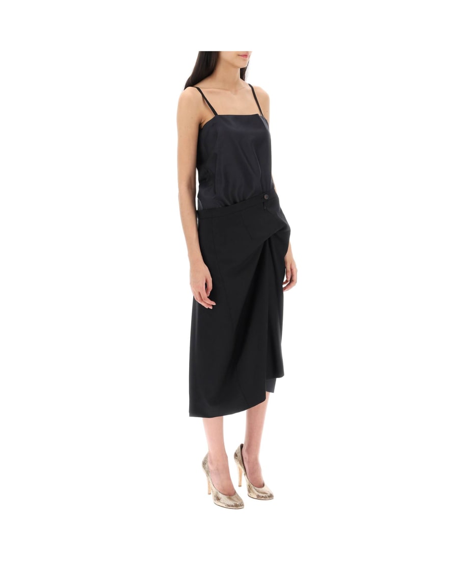 MAISON MARGIELA★素敵！Wool-felt midi dress Maison Margiela Reworked Wool Midi Dress | Black | FARFETCH