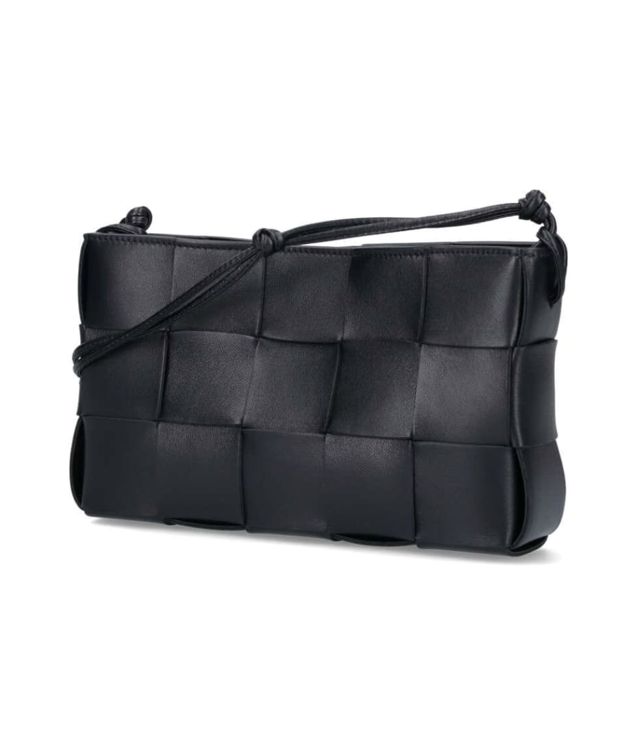 Bottega Veneta Cassette Pochette in Leather Black Gold