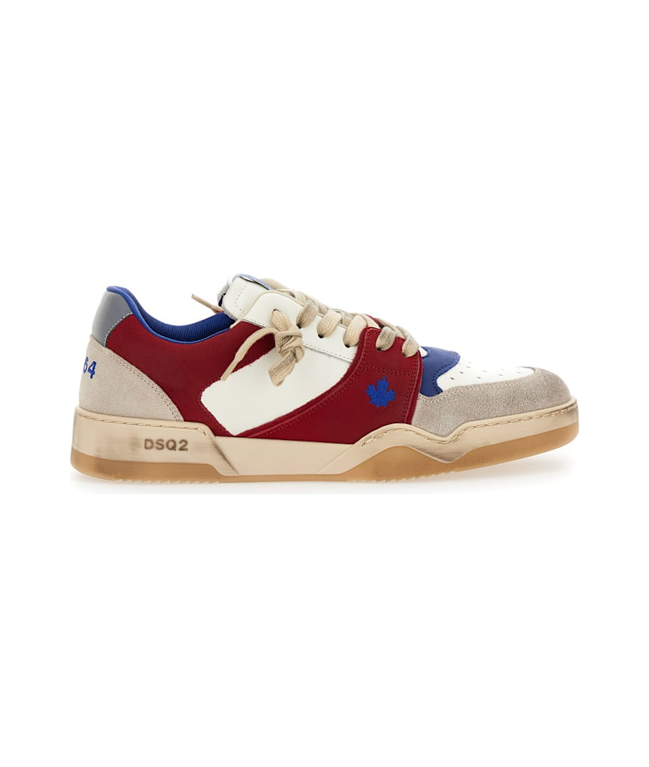 【送料&関税込】Dsquared2 Red Sneakers With Suede Inserts An Dsquared2 Red Sneakers With Suede Inserts And Embossed Logo