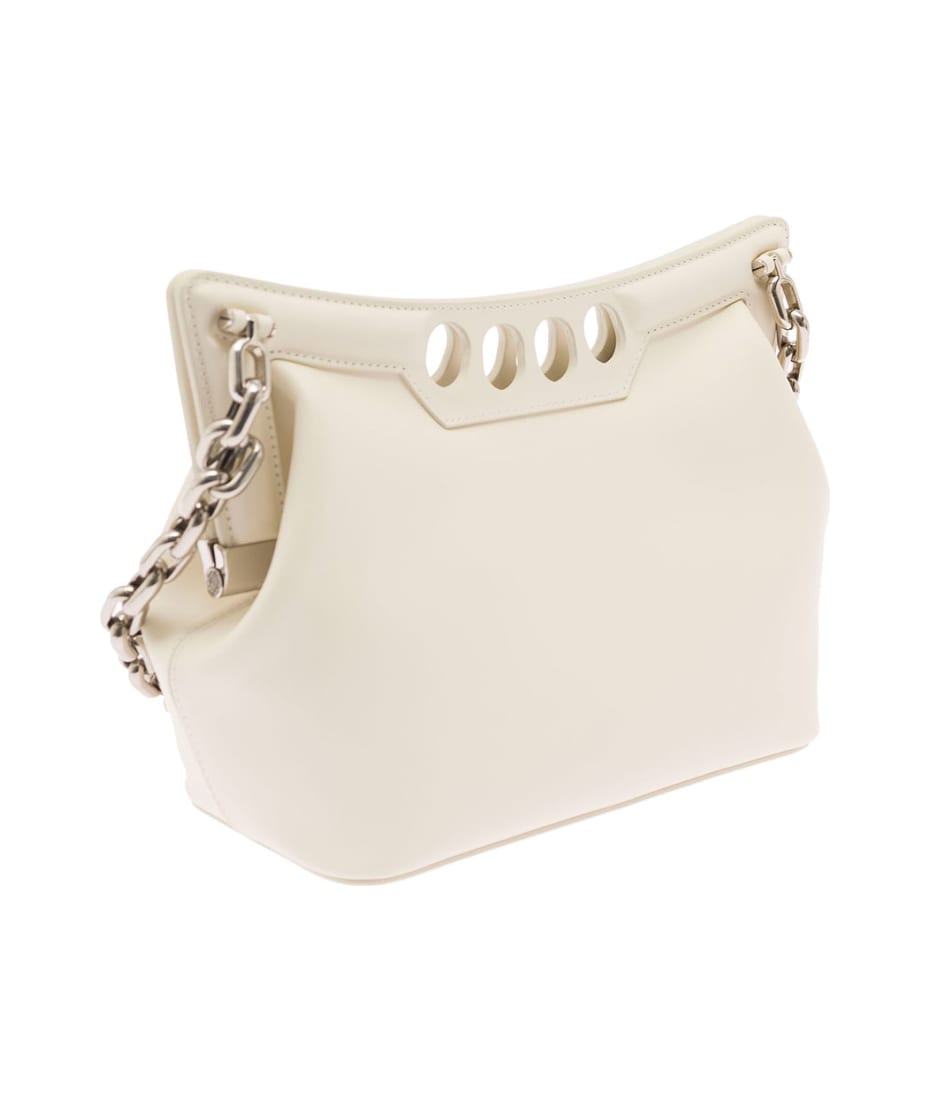 Alexander McQueen White The Peak Small Tote Bag In White Leather Woman